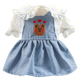 KUTKUT Polka Dot Collar Bear Dress for Puppy, Small Dogs and Cats, Summer Collar Dress for Yorkie, Maltese and Small Dogs & Cats ( Blue)-Clothing-kutkutstyle